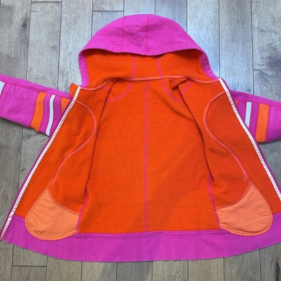 Lululemon Womens scuba hoodie US6 Pink Orange Stripes Zip Up Jacket vintage - Picture 12 of 12